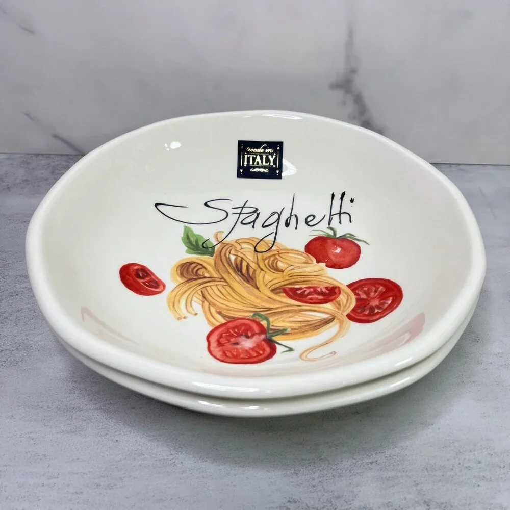 EFFETTI HOME 2 Ceramic Spaghetti Pasta Bowls - Picture 2 of 4